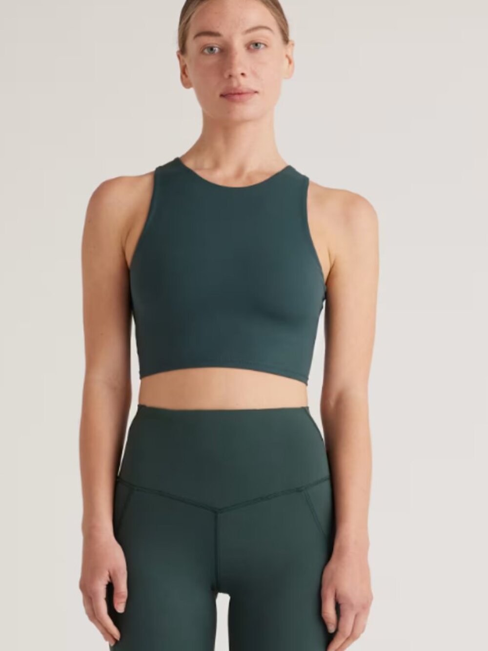 Quince Ultra-Form High-Neck Cropped Tank Forest Green - L